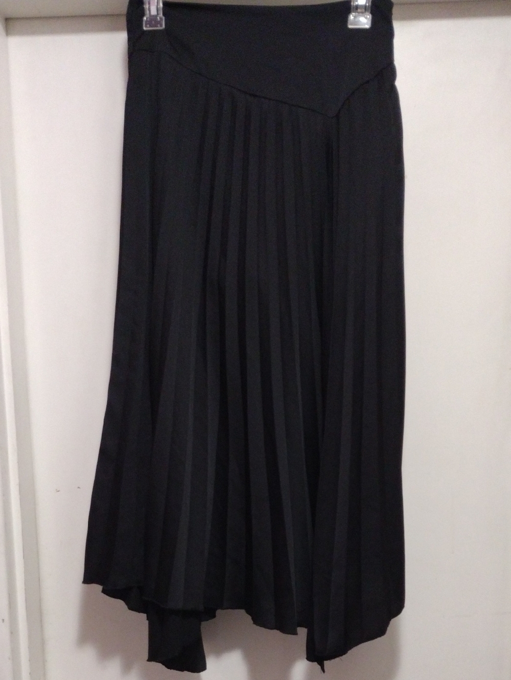 Zara Black Asymmetrical Pleated Midi Skirt Size Small